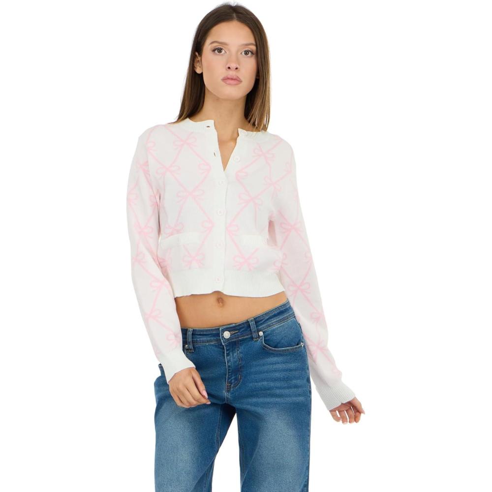 image:imageForever 21 Womens AOP Cardigan with Little Front PocketsIvory