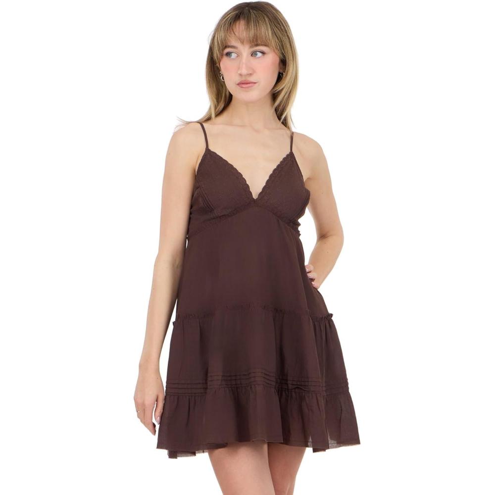 image:imageForever 21 Womens Tiered Mini Dress with Embroidered BustBrown