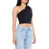 Forever 21 Women’s Ruched One-Shoulder Crop Top(Black)