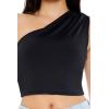 Forever 21 Women’s Ruched One-Shoulder Crop Top(Black)