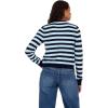 Forever 21 Women’s Striped Cardigan Sweater – Classic Knit Long Sleeve Button Front Layer for Casual and Everyday Wear(Navy)