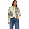 Forever 21 Women’s Striped Cardigan Sweater – Classic Knit Long Sleeve Button Front Layer for Casual and Everyday Wear(Yellow)