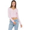 Forever 21 Women’s Pointelle Cardigan Sweater with Scalloped Hem(Pink)