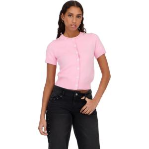 Forever 21 Women’s Short Sleeve Cardigan Lightweight Button Front(Pink)