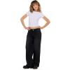 Forever 21 Women’s Low Rise Wide Leg Denim Pant with Stud Details(Black)