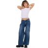 Forever 21 Women’s Low Rise Wide Leg Denim Pant with Stud Details(Blue)