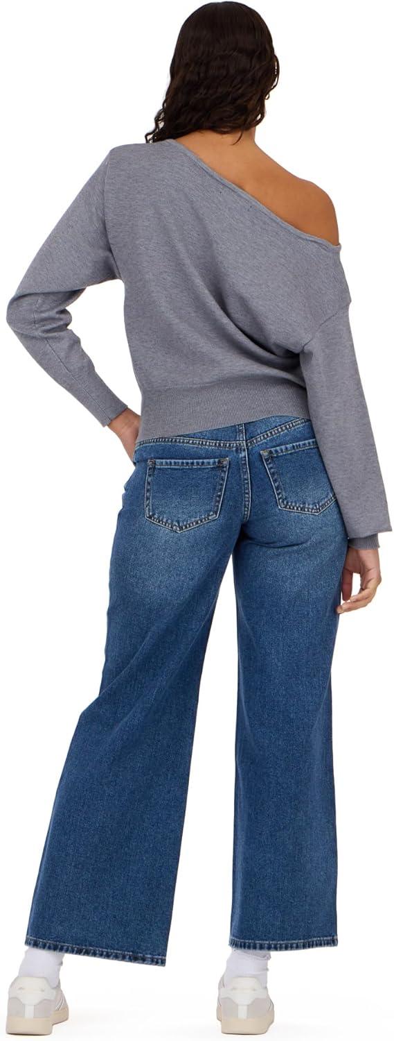 image:imageForever 21 Womens Off Shoulder Slouchy Sweater with High Rib StartGrey