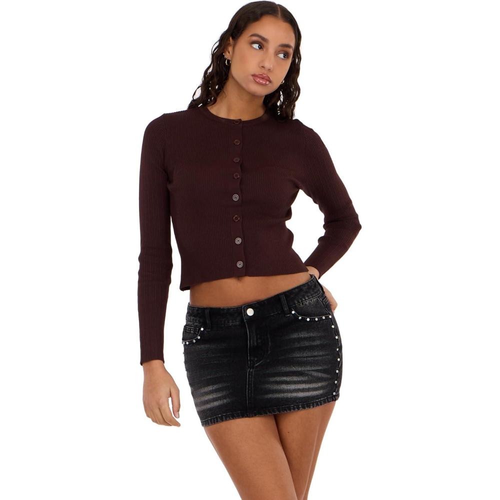 image:imageForever 21 Womens Fine Gauge Rib CardiBrown