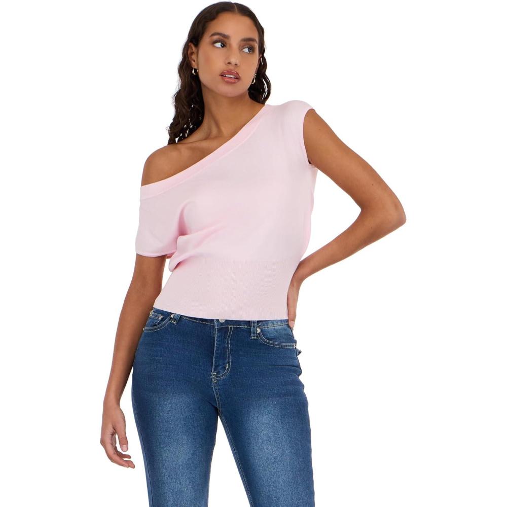 image:imageForever 21 Womens Off The Shoulder Short Sleeve Sweater with Rib WaistPink