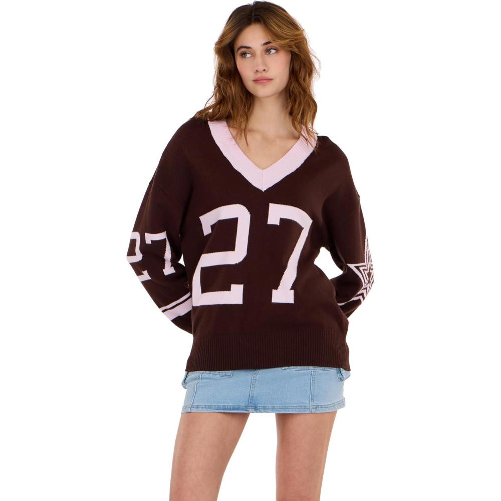 image:imageForever 21 Womens Oversized Vasity VNeck SweaterBrown