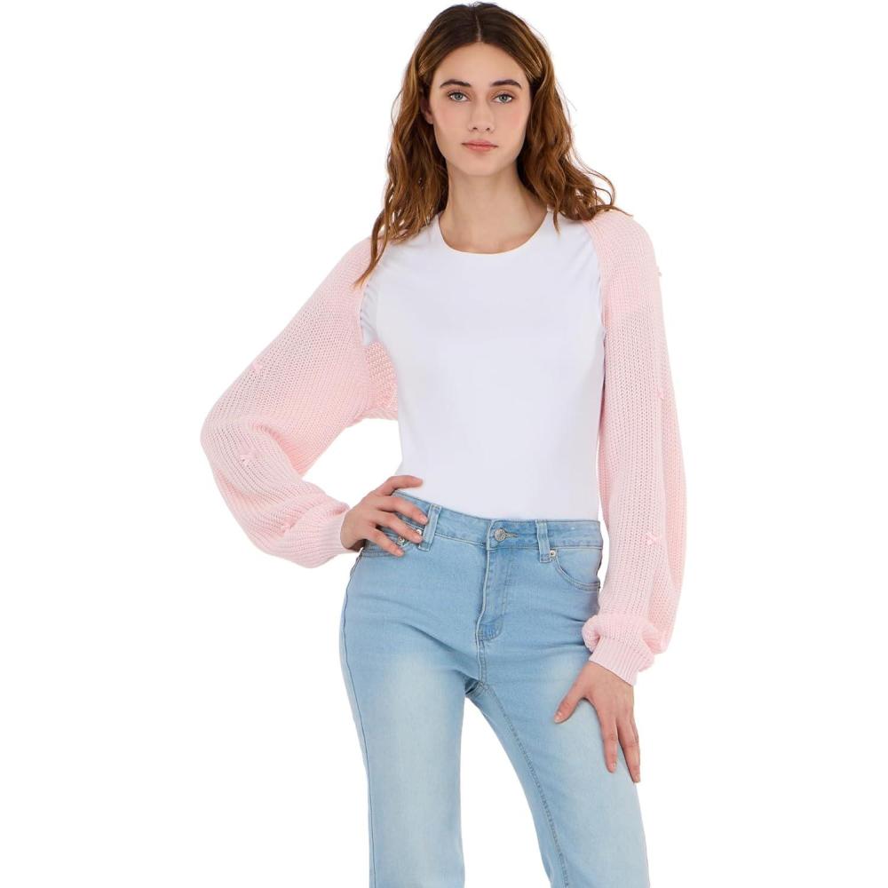image:imageForever 21 Womens Sweater Bolero with 3D BowsPink