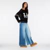 Forever 21 Women’s Off Shoulder Crochet Oversize Sweater with Intarsia Graphic on Front.(Black)