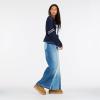Forever 21 Women’s Off Shoulder Crochet Oversize Sweater with Intarsia Graphic on Front.(Navy)