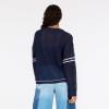 Forever 21 Women’s Off Shoulder Crochet Oversize Sweater with Intarsia Graphic on Front.(Navy)