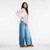 Forever 21 Women’s Off Shoulder Crochet Oversize Sweater with Intarsia Graphic on Front.(Pink)