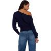 Forever 21 Women’s Off Shoulder Slouchy Sweater with High Rib Start(Navy)