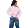 Forever 21 Women’s Off Shoulder Slouchy Sweater with High Rib Start(Pink)