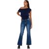 Forever 21 Women’s Off The Shoulder Short Sleeve Sweater with Rib Waist, Navy, X-Small