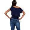 Forever 21 Women’s Off The Shoulder Short Sleeve Sweater with Rib Waist(Navy)