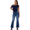 Forever 21 Women’s Off The Shoulder Short Sleeve Sweater with Rib Waist(Navy)