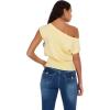 Forever 21 Women’s Off The Shoulder Short Sleeve Sweater with Rib Waist(Yellow)