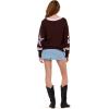 Forever 21 Women’s Oversized Vasity V-Neck Sweater(Brown)