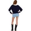 Forever 21 Women’s Oversized Vasity V-Neck Sweater(Navy)