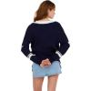 Forever 21 Women’s Oversized Vasity V-Neck Sweater(Navy)
