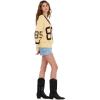 Forever 21 Women’s Oversized Vasity V-Neck Sweater(Yellow)