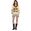 Forever 21 Women’s Oversized Vasity V-Neck Sweater(Yellow)
