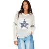 Forever 21 Women’s Off Shoulder Crochet Oversize Sweater with Intarsia Graphic on Front.(Ivory)