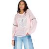 Forever 21 Women’s Off Shoulder Crochet Oversize Sweater with Intarsia Graphic on Front.(Pink)