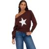 Forever 21 Women’s Off Shoulder Slouchy Sweater with High Rib Start(Brown)