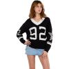 Forever 21 Women’s Oversized Vasity V-Neck Sweater(Black)