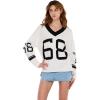 Forever 21 Women’s Oversized Vasity V-Neck Sweater(Ivory)