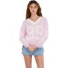 Forever 21 Women’s Oversized Vasity V-Neck Sweater(Pink)