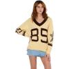 Forever 21 Women’s Oversized Vasity V-Neck Sweater(Yellow)