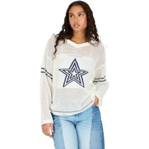 Forever 21 Women’s Off Shoulder Crochet Oversize Sweater with Intarsia Graphic on Front.(Ivory)