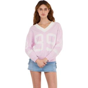 Forever 21 Women’s Oversized Vasity V-Neck Sweater(Pink)