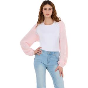 Forever 21 Women’s Sweater Bolero with 3D Bows(Pink)