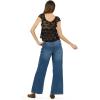 Forever 21 Women’s Frill Lace Top with V-Neckline Pleated Hem Petal Sleeves and Built-in Bra(Black)