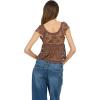Forever 21 Women’s Frill Lace Top with V-Neckline Pleated Hem Petal Sleeves and Built-in Bra(Brown)