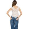 Forever 21 Women’s Frill Lace Top with V-Neckline Pleated Hem Petal Sleeves and Built-in Bra(Ivory)