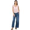 Forever 21 Women’s Frill Lace Top with V-Neckline Pleated Hem Petal Sleeves and Built-in Bra(Pink)