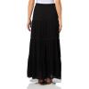 Forever 21 Womens Tiered Maxi Skirt with Lace Inserts(Black)