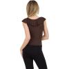 Forever 21 Womens V Neck Top with Self Fringe and Tie(Brown)