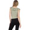 Forever 21 Womens V Neck Top with Self Fringe and Tie(Green)