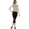Forever 21 Womens V Neck Top with Self Fringe and Tie(Green)