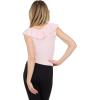 Forever 21 Womens V Neck Top with Self Fringe and Tie(Pink)