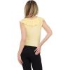 Forever 21 Womens V Neck Top with Self Fringe and Tie(Yellow)